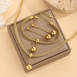 Éternel Lumina Mesh Set –  Stainless Steel 18K Gold Plated Classic Jewelry Set