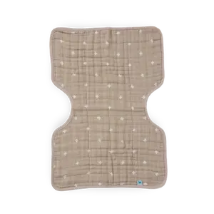 Cotton Muslin Burp Cloth - Taupe Cross
