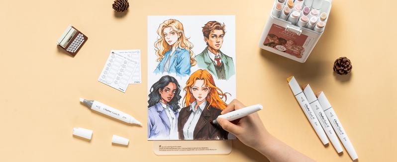 Ohuhu Alcohol Markers Double Tipped: Slim Broad & Fine - 24/60/108 Colors - Art Marker for Artists Adult Coloring Drawing Landscape Sketch - Kaala Series of Ohuhuart