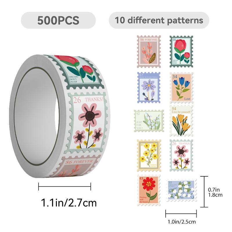 500Pcs Floral Stamp Sticker Roll - Exquisite Sealing Decals for DIY Crafts Laptop Water Bottle Luggage Notebook | Perfect Birthday Gift #FloralStickerRoll #FlowerStickers #SealingStickers #ExquisiteFloralDecals #BulkStickers #DIYCrafts #BirthdayGiftIdeas