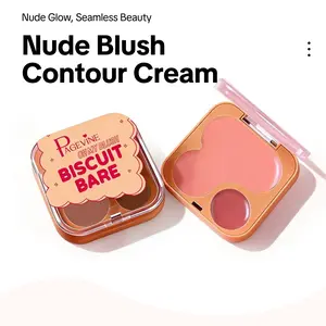 Highly Pigmented Dual-Tone Nude Blush & Contour Cream Palette | No Filter Natural Pink, Long-Lasting Waterproof, Smooth Blendable, For All Skin Tones