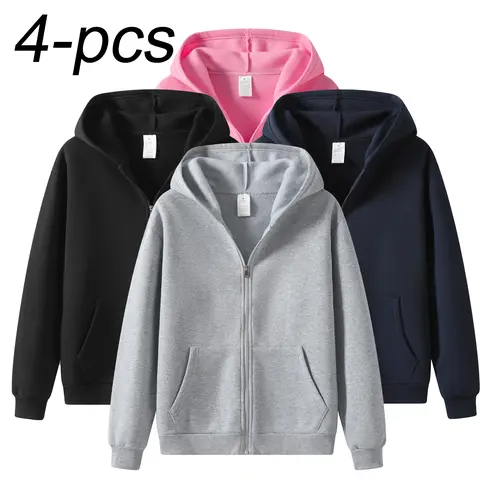 Men's Loose Polyester Longsleeves Hoodie Soft, Lightweight, Plain Zip Up Athletic Sweatshirt with Kangaroo Pocket, Navy Blue/Beige/Gray, Autumn Back to School Versatile Casual Menswear Tops