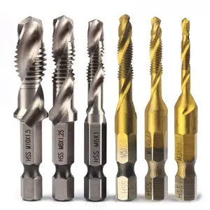 Drill Bit Spiral Tap Set, High Speed Steel Drill Bit Set, Hex Shank Combination Impact Drill Accessories for Wood, Plastic, Copper, Aluminum, Metal Board, Tool, Heavy Duty, Cutting, Step Drill Bits
