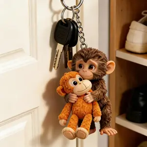 Protect Punch The Monkey Red Orangutan Plush Keychain, Mini Soft Stuffed Animal Plush Charm Pendant, Cute Bag Accessory & Holiday Gift for Kids Adults