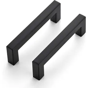 30 Pack 4 Inch Kitchen Square Cabinet Handles Matte Black Pulls Black Drawer Pulls Kitchen Cabinet Hardware for Cupboard Drawer Handles