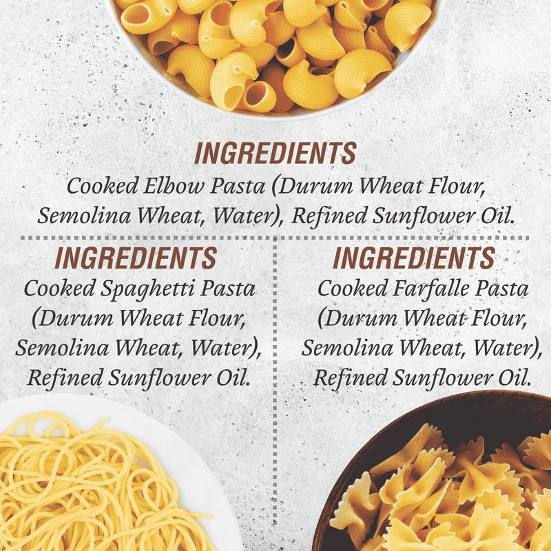 Pasta Zing Microwavable Variety Pasta Pack of 7 | 2x Elbow | 2x Farfalle | 3x Spaghetti