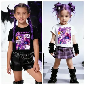 1PCS Kpop T-Shirt 100% Cotton Kid Cute Cartoon Graphic Print, Crew Neck, Regular Fit, Spring/Summer/Fall Casual Wear for Toddler Girls