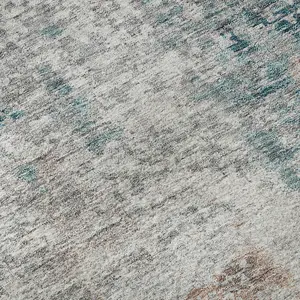 HomeRoots 666243 8x10 ft. Teal, Beige & Copper Abstract Full-Sized Area Rug, Machine-Made Rectangle Rug with Washable Feature & UV Protection, Full-Sized Area Rugs