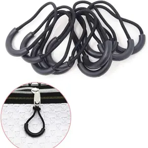 Luckycivia 60 count Heavy Duty U Shape Nylon Zipper Pulls - Zipper Tags & Extension Replacement for Cord, Backpacks, Jackets, Traveling Cases, Luggage, Purses, Handbags