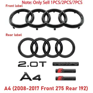 1Pcs For Audi Sline RS A3 A4 B8 8P 8V B6 B9 B7 A5 A7 A1 A6 C6 C7 Q3 Q4 Q5 Q7 TT S3 S4 S5 S6 RS3 RS4 RS5 RS6 Auto Styling Accessories 4 Rings 3D ABS Car Front Hood Bonnet Grill Emblem Rear Trunk Badge Sticker Car Accessory Automotive Replacement