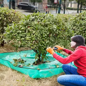 Landscape Tarp for Trimming, Pruning Tarp with Hole, Waterproof Bush Trimming Tarps Shrub Trimmings Catcher with Four Corner Buckles for Easy Fastening and Leaf Collection