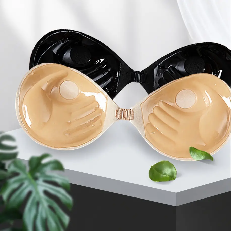 Sticky Bra – No.1 Push-up Sticky Bra, Waterproof & Sweat-proof Invisible Bra, Reusable Silicone Adhesive Bra for Women, Includes Storage Board & Replaceable Pads