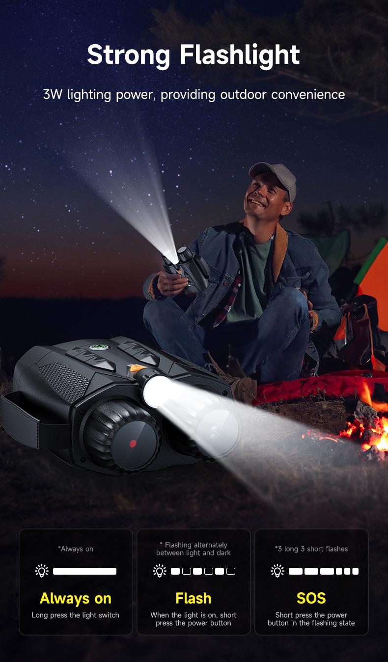 4K HD Night Vision Binoculars, 800m Viewing Range, 3.0" Screen, 5W IR, Photo/Video, Built-in Flashlight, Night Vision Goggles for Hunting, Camping, Surveillance