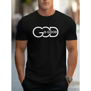God is good Graphic Print T-Shirt For Men Casual Short Sleeve Tee 1 Pcs 100% Heavy Cotton - Comfortable Crew Neck, Soft Adorable Tees Tops