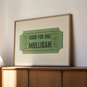 Golf Humor Home Decor Office Print For Golfer Art Gift For Golf Lover Mulligan Poster Ticket Print Trendy Wall Art
