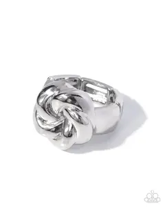 Spiraling Spectrum - Silver Knot Ring - Paparazzi