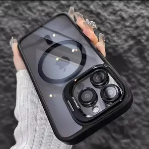 Darling case Luxury Metal Lens MagSafe iPhone Case | Crystal Clear Back, Kickstand, Military-Grade Drop Protection | Compatible with iPhone 13 / 14 / 15 / 16 17 Pro Max & Plus