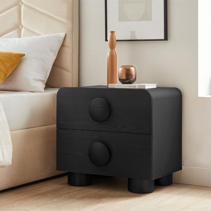 Sonnet 2-Drawer Nightstand in Black