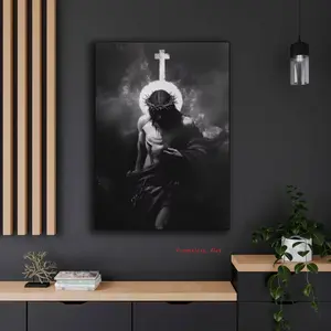 1pc/Divine Son Jesus Cross Holy Light Wall Art Print, Religious Cross Print, suitable for home, living room, and bedroom decor, living room decor, wall art, home decor, frameless