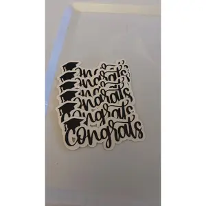 Black Glitter “Congrats” Cake Toppers with white Glitter Shading – 4” x 2.5”