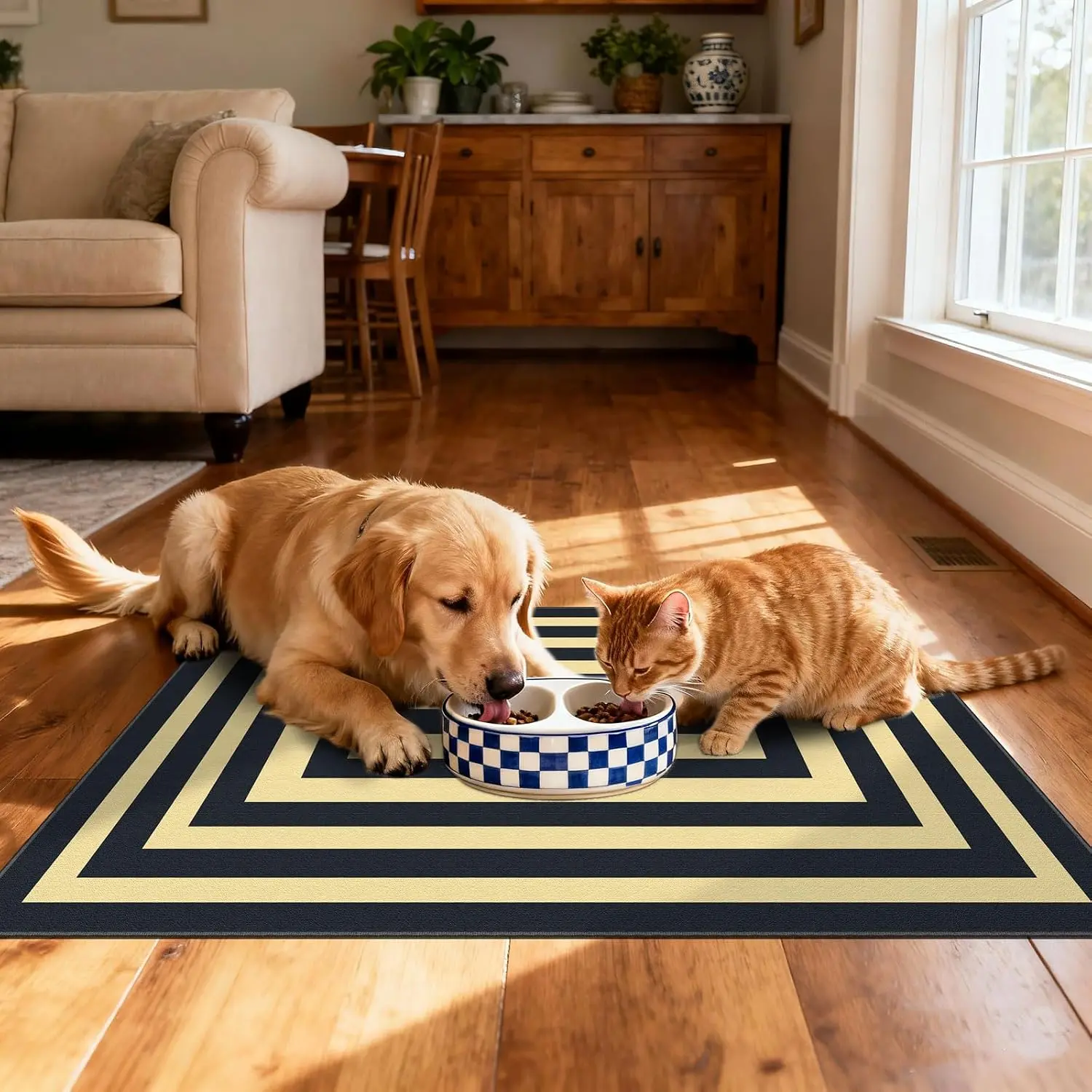 Geometric Border- Black/Tan