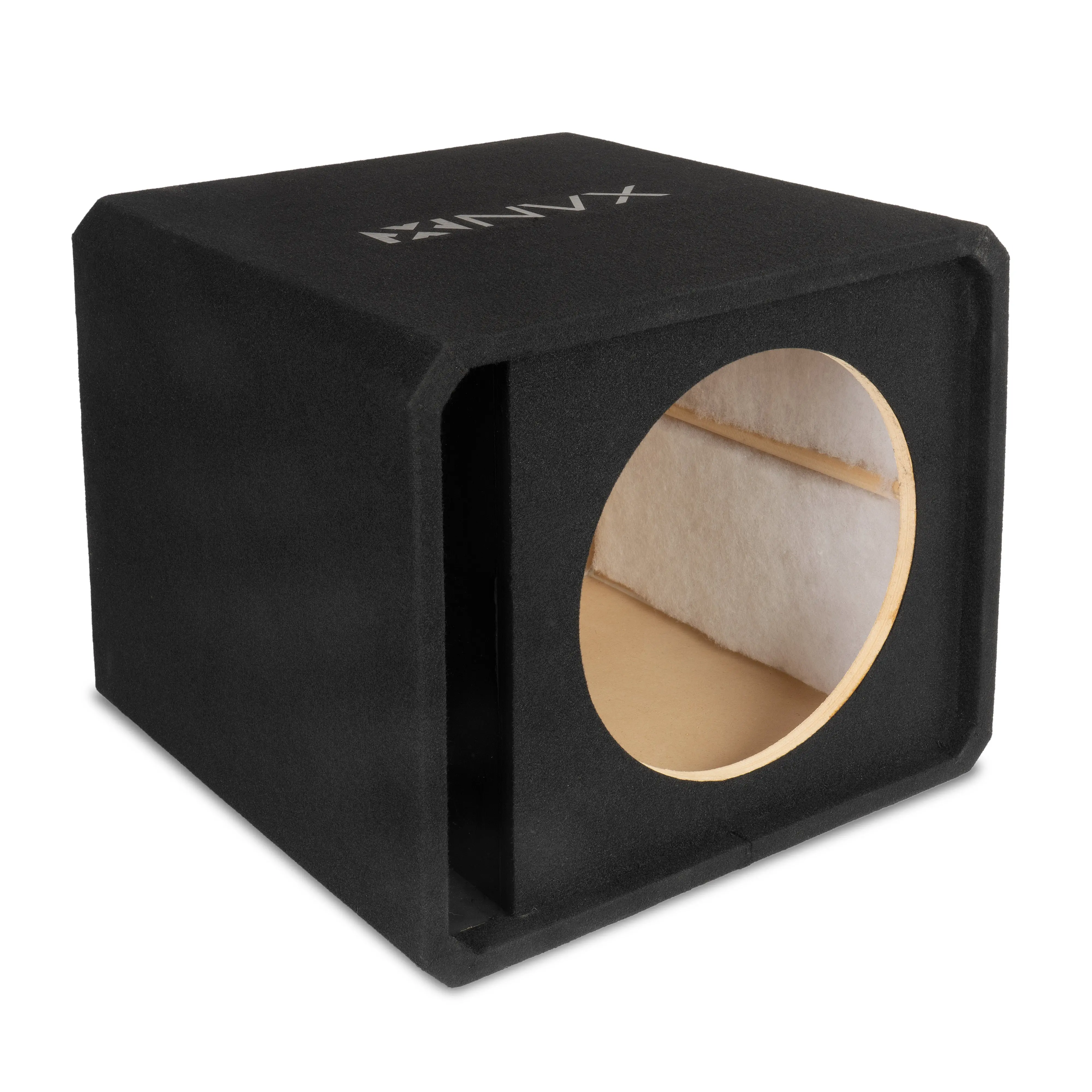 NE151P Single 15" Slot Ported 3/4" MDF Black Carpeted Subwoofer Enclosure – 3.50 Cu. Ft. with Polyfil and NVX Logo