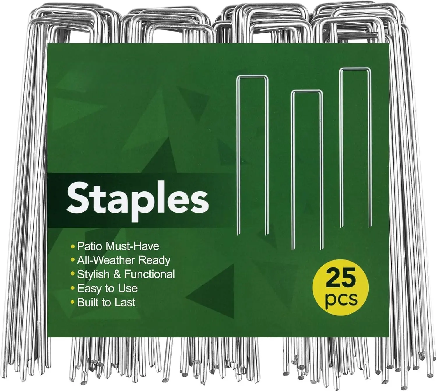 25 Pack Garden Staples 6 Inch 12 Gauge Galvanized Pins, Heavy-Duty Ground Stakes for Weed Barrier, Irrigation Tubing, Yard Fabric, Halloween & Christmas Decoration Anchoring