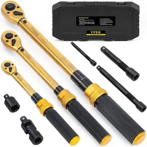 1/4 3/8 1/2-inch Drive Click Torque Wrench, 8Pcs Torque Wrench Set 10-230in.lb, 5-50ft.lb, 10-180ft.lb with Adapters, ±3% Accuracy, 72-Tooth Dual Scale Torque Wrenches for Bike, Moto, Car Repair