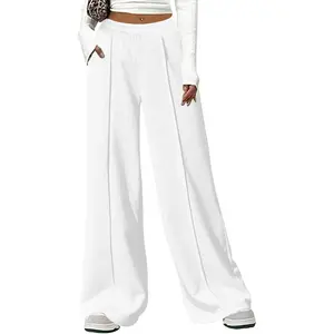 Casual Pants Wide Leg Sweatpants High Waisted Fleece Drawstring Straight Lounge with Pockets