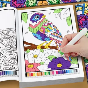 32-Page plant digital coloring picture book, concentration training, fine motor training, fun early education hand-painted workbook