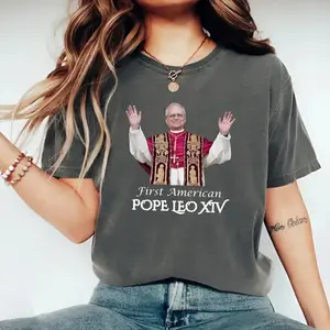 Pope Leo XIV Catholic Graphic Tee, First American Pope Comfort T-Shirt, Vatican Religious Trend, New Meme Design Tee, Minimalist Unisex Gift