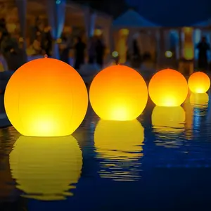 14 Inch 4PCS Solar Floating Flame Pool Light Balls, IP68 Waterproof Inflatable Glow Globe for Swimming Pool Pond Outdoor Decor