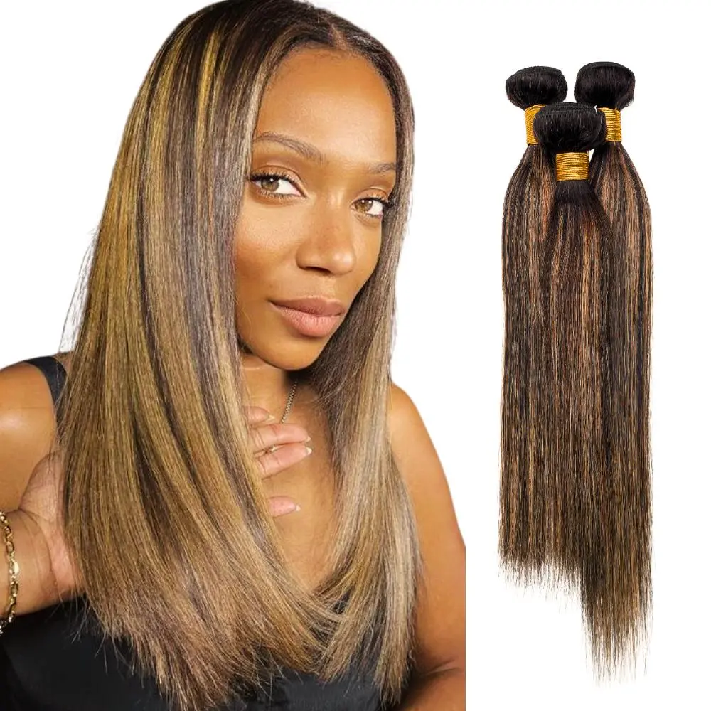 Straight Bundle Remy Hair Black mix Blonde TF1B/27 100  display picture 1