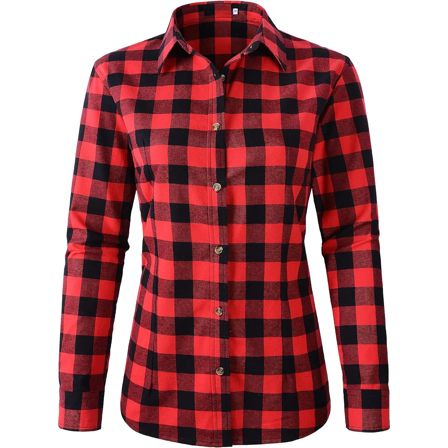 Women's Flannel Plaid Button Down Shirt Casual Blouses