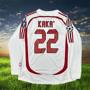 2006 2007 Away Retro White No.22 Kaka Long Sleeve football Jersey