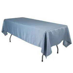 Lamour Satin 60"x102" Rectangle Tablecloth Dusty Blue - Durable & Silky Soft Feel Table Cover