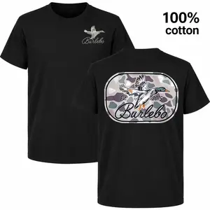 Burlebo Est. 2015 Mallard Duck Camo Back Print 100% Cotton Outdoor T-Shirt