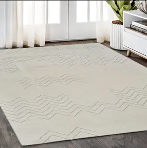 HomeRoots 559111 5x8 ft. Abstract Distressed Rectangular Area Rug, Cream & Beige, Rectangular Area Rugs