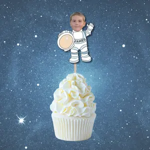 Galaxy Party Custom Astronuat Cupcake Topper Stickers