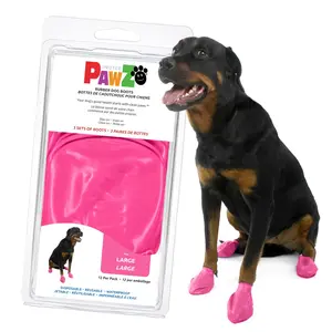 PawZ Rubber Dog Boots, 12 Boots, Pink
