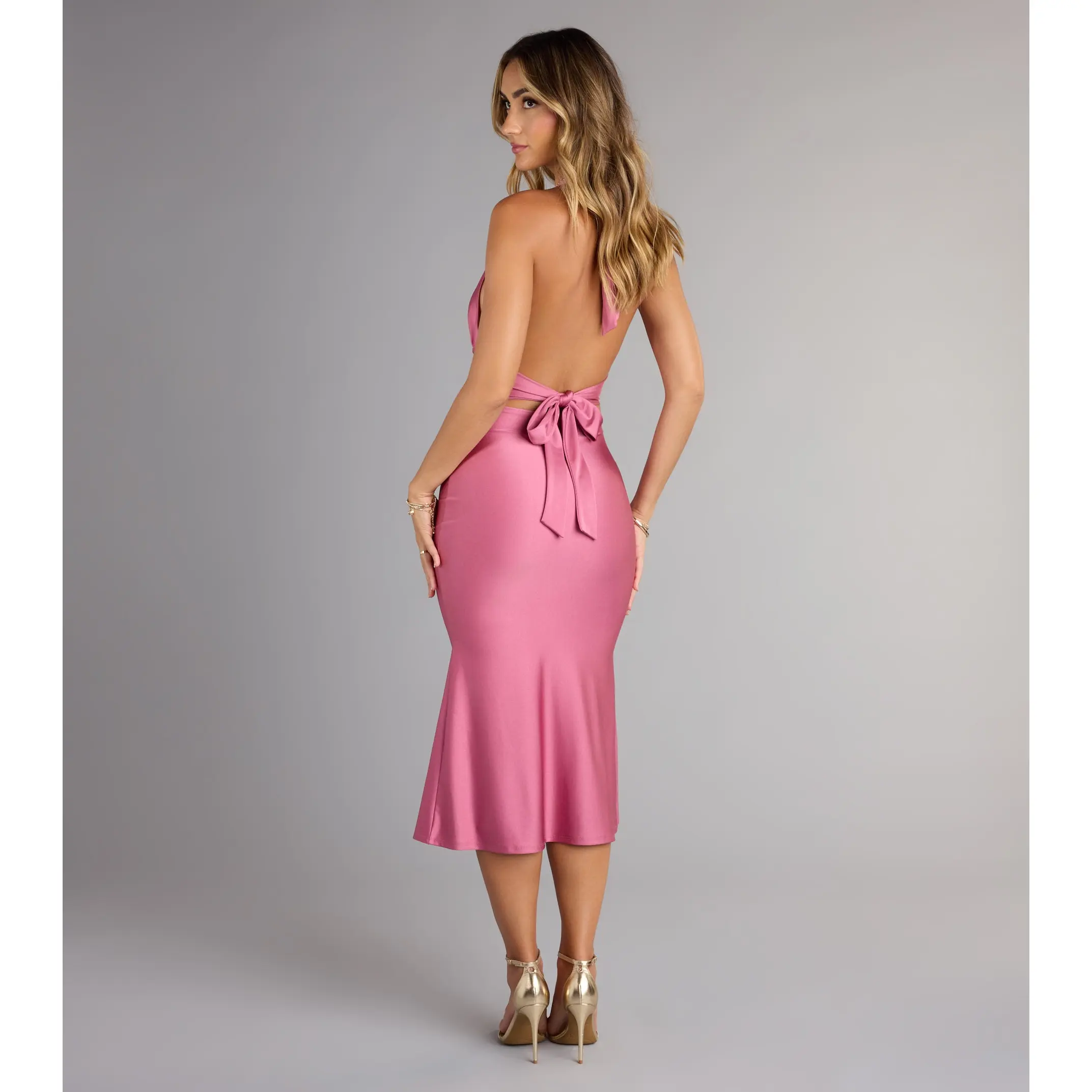Tied Up In Elegance Halter Midi Dress - TikTok Shop
