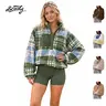 SCUSTY Women’s Lightweight Fleece Pullover Jacket Cropped Fall Winter Fuzzy Sherpa Jacket Sweatshirt Coat with Pockets