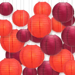 Ultimate 20-Piece Red Variety Paper Lantern Party Pack - Assorted Sizes of 6", 8", 10", 12" (5 Round Lanterns Each) for Weddings, Birthday, Parallelts and Decor