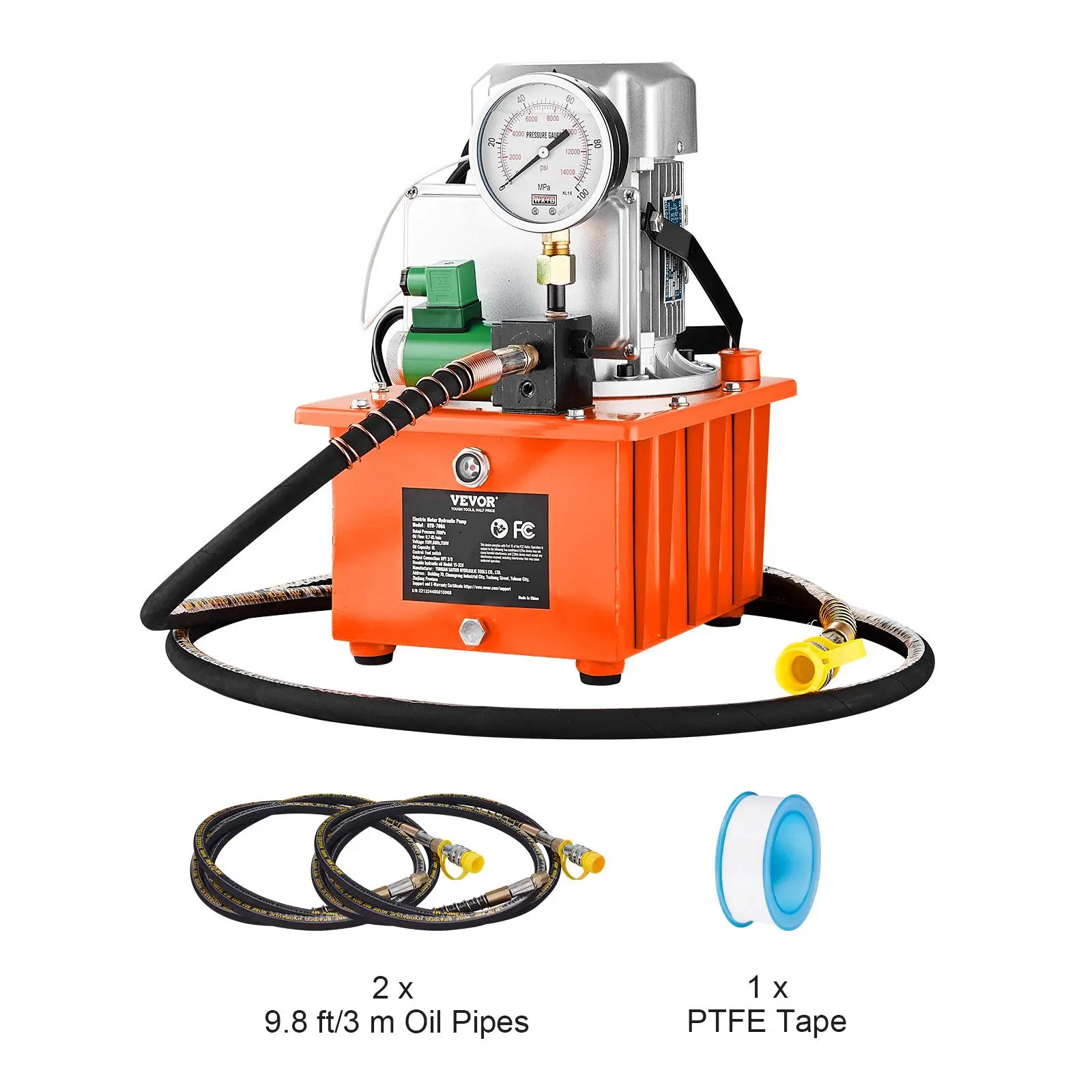 【Summerfinds】VEVOR Electric Hydraulic Pump 10000 PSI 750W 110V 488 in³/8L CapacitySingle Acting Solenoid ValveElectric Driven Hydraulic Pump Power Pack Unit with Pedal Switch for Punching/Bending/Jack Machine
