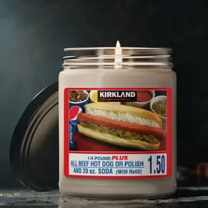 Costco All Beef Hotdog I Got That Dog In Me 1.50 Soda Meal W/ Refill Kirkland Special Candle Scented 9oz Candle, Christmas Gift