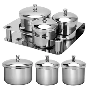 3-Piece Nail Art Equipment Set: Stainless Steel Acrylic Liquid & Powder Cups with Lids Stainless Steel Nail Powder Holder Container for Nail Art Tools