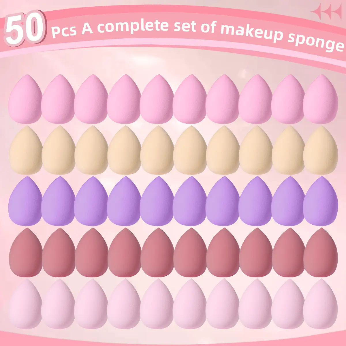 50pcs Face Makeup Tools Set,50 Large Makeup Sponges,Soft Makeup Puff,Beginner Face Makeup Tools