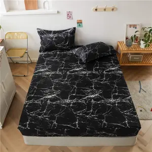 Marble Printed Fitted Sheet,Twin Chic Luxury Black Marble Bed Sheet Set,Bedroom Decor Modern Abstract Art Bedding Set,Bed Cover