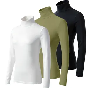 Women's Y2K Basic Crop Tops 3 Pack - Long Sleeve Crewneck & Turtleneck, Slim Fit Korean Style, Versatile Layering Shirts for Daily Casual