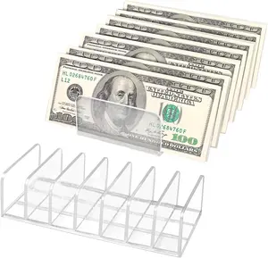 2 Packs Acrylic Mail Organizer Plastic Desk Cash Tray,7 Section Divided Vanity Organize Holder Vertical Letter Sorter for Desktop, Bill, Document, Notebook Philbinden